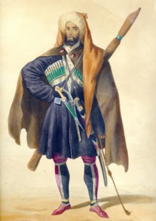 A Circassian (From: Scenes, paysages, meurs et costumes du Caucase), 1840. Artist: Gagarin, Grigori Grigorievich (1810-1893)