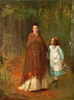 In the Park. Portrait of the Artist's Wife and Daughter, 1875. Artist: Kramskoi, Ivan Nikolayevich (1837-1887)