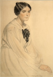 Portrait of Ksenia Nikolayevna Semenova (Skalova), 1920. Artist: Kustodiev, Boris Michaylovich (1878-1927)