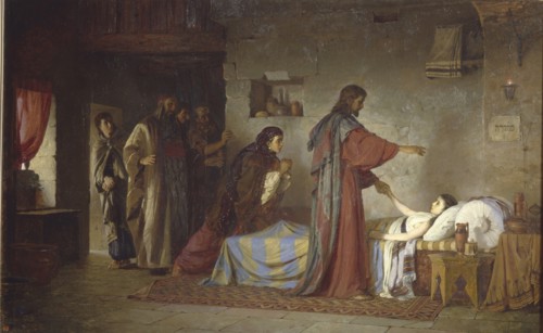 Raising of Jairus' Daughter, 1871. Artist: Polenov, Vasili Dmitrievich (1844-1927)