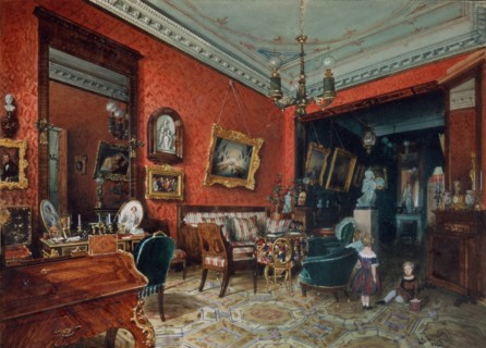 A living room, 1840s. Artist: Premazzi, Ludwig (Luigi) (1814-1891)