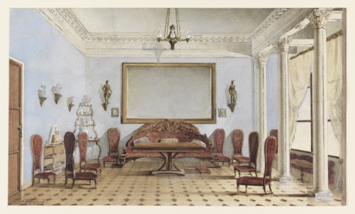Salon Interior, 1858. Artist: Redkovsky, Andrei Alexeevich (1831-1909)