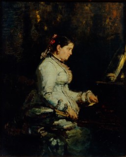 Woman at a Grand Piano, 1880. Artist: Repin, Ilya Yefimovich (1844-1930)