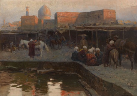 Caravanserai by Gur-e Amir in Samarkand. Artist: Roubaud, Franz (1856-1928)