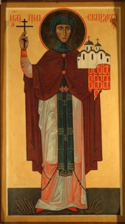 Saint Eupraxia, Princess of Pskov. Artist: Russian icon