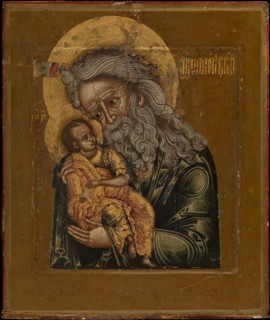Simeon the God-Receiver, 1800. Artist: Russian icon