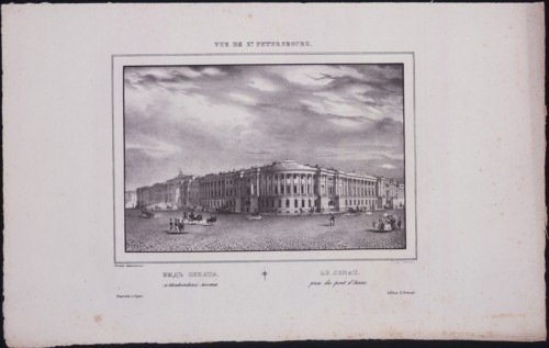 Views of Saint Petersburg. View of the Senate building from the Saint Isaac's Bridge, 1833. Artist: Sadovnikov, Vasily Semyonovich (1800-1879)
