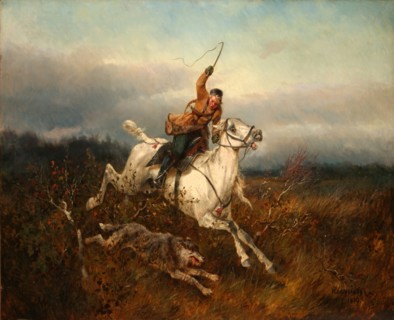 Wolf Hunting, 1870. Artist: Sverchkov, Nikolai Yegorovich (1817-1898)