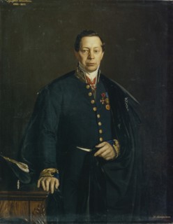Portrait of the artist Pyotr Basin (1794-1881), 1857. Artist: Tiutriumov, Nikanor Leontievich (1821-1877)