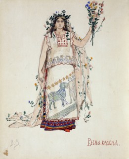 Spring Beauty. Costume design for the opera Snow Maiden by N. Rimsky-Korsakov, 1885. Artist: Vasnetsov, Viktor Mikhaylovich (1848-1926)