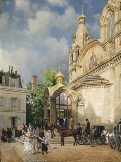 Coming out of a Church, 1870s-1880s. Artist: Villie, Mikhail Yakovlevich (1838-1910)
