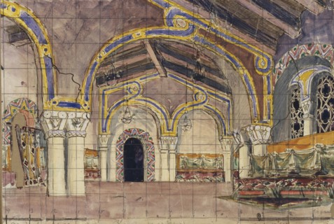 Stage design for the opera The Tsar's bride by N. Rimsky-Korsakov, 1899. Artist: Vrubel, Mikhail Alexandrovich (1856-1910)