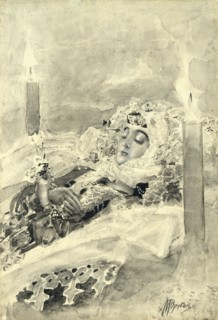 Tamara in the coffin. Illustration to the poem The Demon by Mikhail Lermontov, 1890-1891. Artist: Vrubel, Mikhail Alexandrovich (1856-1910)