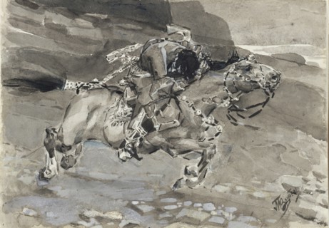 Horseman. Illustration to the poem The Demon by Mikhail Lermontov, 1890-1891. Artist: Vrubel, Mikhail Alexandrovich (1856-1910)