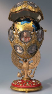 The Tercentenary of Romanoff's House Egg, 1913. Artist: Wigström, Henrik Immanuel, (Fabergé manufacture) (active Early 20th cen.)