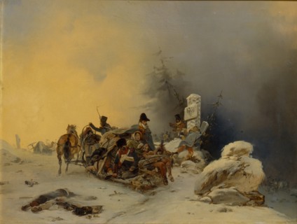 The withdrawal of the French troops from Russia, 1846. Artist: Willewalde, Gottfried (Bogdan Pavlovich) (1818-1903)