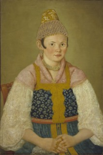 Portrait of a Merchant Woman in Kokoshnik Kabluchok. Artist: Anonymous