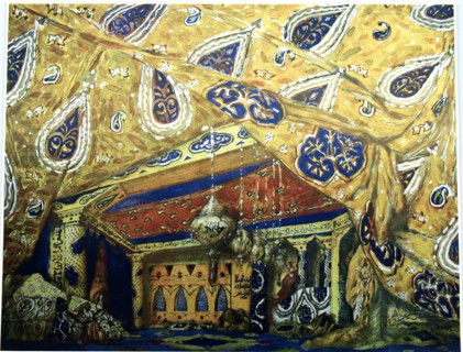 Stage design for the ballet Sheherazade by N. Rimsky-Korsakov, 1910. Artist: Bakst, Léon (1866-1924)