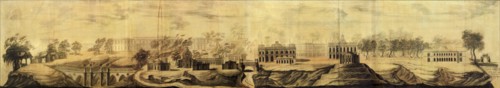 Panoramic view of Tsaritsyno (Design), 1776. Artist: Bazhenov, Vasili Ivanovich (1737-1799)