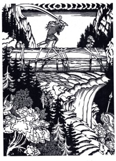 Ilya Muromets and Svyatogor, 1934. Artist: Bilibin, Ivan Yakovlevich (1876-1942)