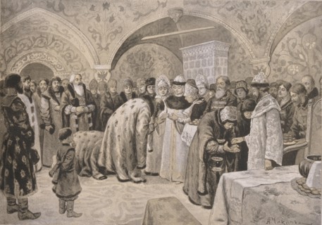 Welcome to the Tsarina after the Easter Matins. Artist: Chikin, Alexander Andreyevich (1865-1924)