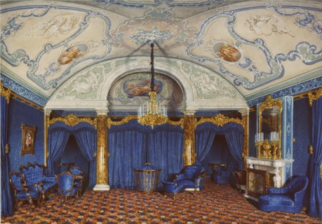 Interiors of the Winter Palace. The Fourth Reserved Apartment. A Bedroom, 1868. Artist: Hau, Eduard (1807-1887)