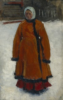 The Girl in the Red Fur Coat, 1903-1906. Artist: Ivanov, Sergei Vasilyevich (1864-1910)