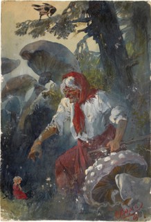 Baba Yaga, 1889. Artist: Karasin, Nikolai Nikolayevich (1842-1908)