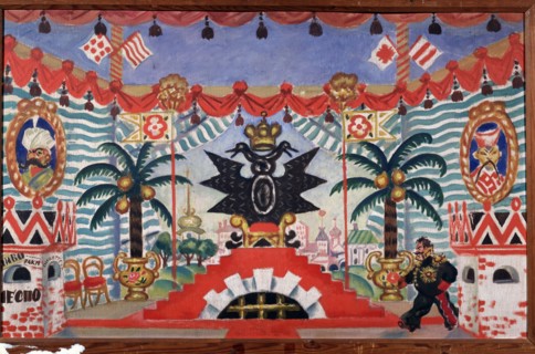 Stage design for the theatre play The flea by E. Zamyatin, 1925-1926. Artist: Kustodiev, Boris Michaylovich (1878-1927)