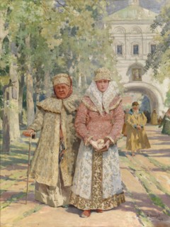 Outside the Monastery Gate, 1916. Artist: Navozov, Vasily Ivanovich (1862-1919)