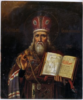 Saint Stephen of Perm (1340-1396), 18th century. Artist: Russian icon