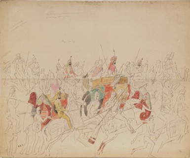 Maharaja Sher Singh of Punjab and His Court, 1846. Artist: Saltykov, Alexei Dmitriyevich (1806-1859)