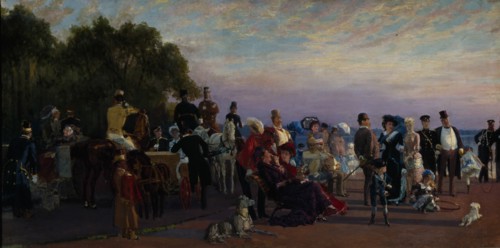 On the spit of Island (Strelka), 1870s. Artist: Savitsky, Konstantin Apollonovich (1844-1905)
