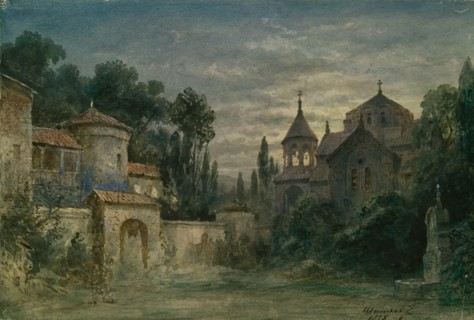 Stage design for the opera The Force of Destiny by G. Verdi, 1875. Artist: Shishkov, Matvei Andreyevich (1832-1897)