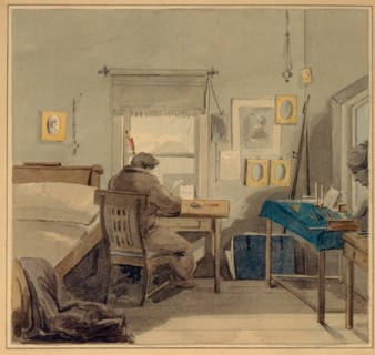 At work. In the Pavel Nashchokin House, 1824. Artist: Sokolov, Pyotr Fyodorovich (1791-1848)