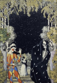 Harlequin and Death, 1907. Artist: Somov, Konstantin Andreyevich (1869-1939)