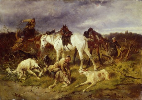 On the Hunting, 1870s. Artist: Sverchkov, Nikolai Yegorovich (1817-1898)