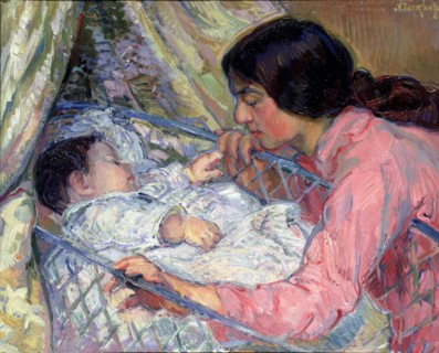 At the Cradle. Artist: Tarkhov, Nikolai Alexandrovich (1871-1930)