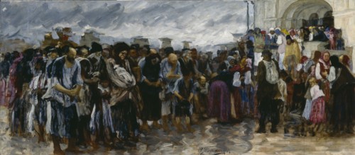 Beggars at the church, 1889. Artist: Tvorozhnikov, Ivan Ivanovich (1848-1919)