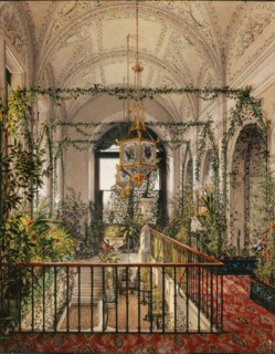 Interiors of the Winter Palace. The Small Winter Garden in the Apartments of Alexandra Fyodorovna, 1870s. Artist: Ukhtomsky, Konstantin Andreyevich (1818-1881)