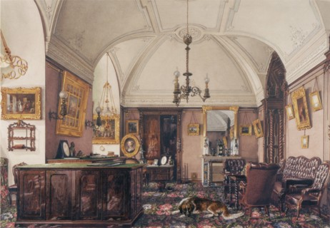 Interiors of the Winter Palace. The Study of Grand Prince Nicholas Nicolaievich, 1856. Artist: Ukhtomsky, Konstantin Andreyevich (1818-1881)