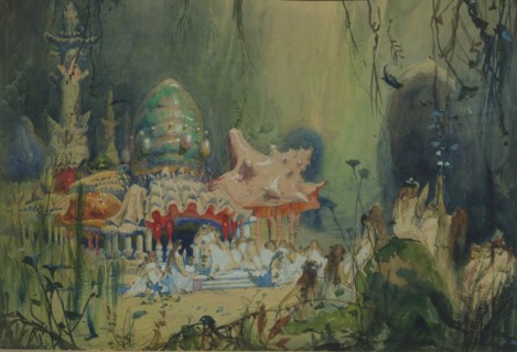 Underwater Kingdom. Stage design for the opera Rusalka by A. Dargomyzhsky, 1884. Artist: Vasnetsov, Viktor Mikhaylovich (1848-1926)