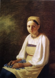 A Peasant Girl with cornflowers, 1820s. Artist: Venetsianov, Alexei Gavrilovich (1780-1847)