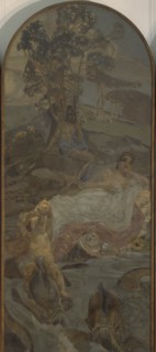 Venus, Amor and Paris (Triptych The Judgment of Paris, central part), 1893. Artist: Vrubel, Mikhail Alexandrovich (1856-1910)