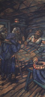 The Wedding of the Grand Duke Vladimir I. Svyatoslavich (Triptych, side panel), 1920s. Artist: Yakovlev, Mikhail Nikolayevich (1880-1942)