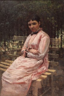 In a park. (Portrait of the artist's wife). Artist: Yaroshenko, Nikolai Alexandrovich (1846-1898)