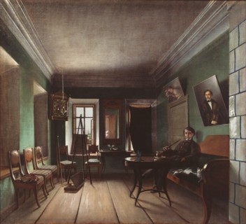 Interior in the Bykov's house, 1850s. Artist: Yurov, Grigori Vasilyevich (?-after 1896)