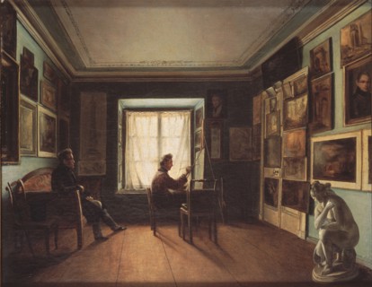 The Painter's Studio, 1820s. Artist: Zaytsev, Nikita (1787-1828)