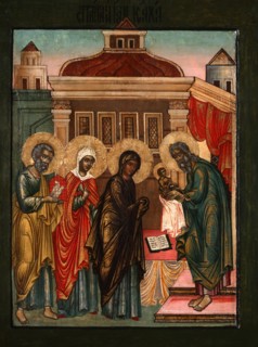 The Presentation of Jesus at the Temple, 17th century. Artist: Russian icon
