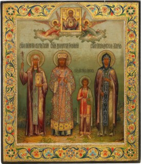 Saint Nino, Saint Dimitry of Rostov, Holy Martyr Lyubov, and Saint Mary of Egypt, 1904. Artist: Chirikov, Osip Semionovich (?-1903)